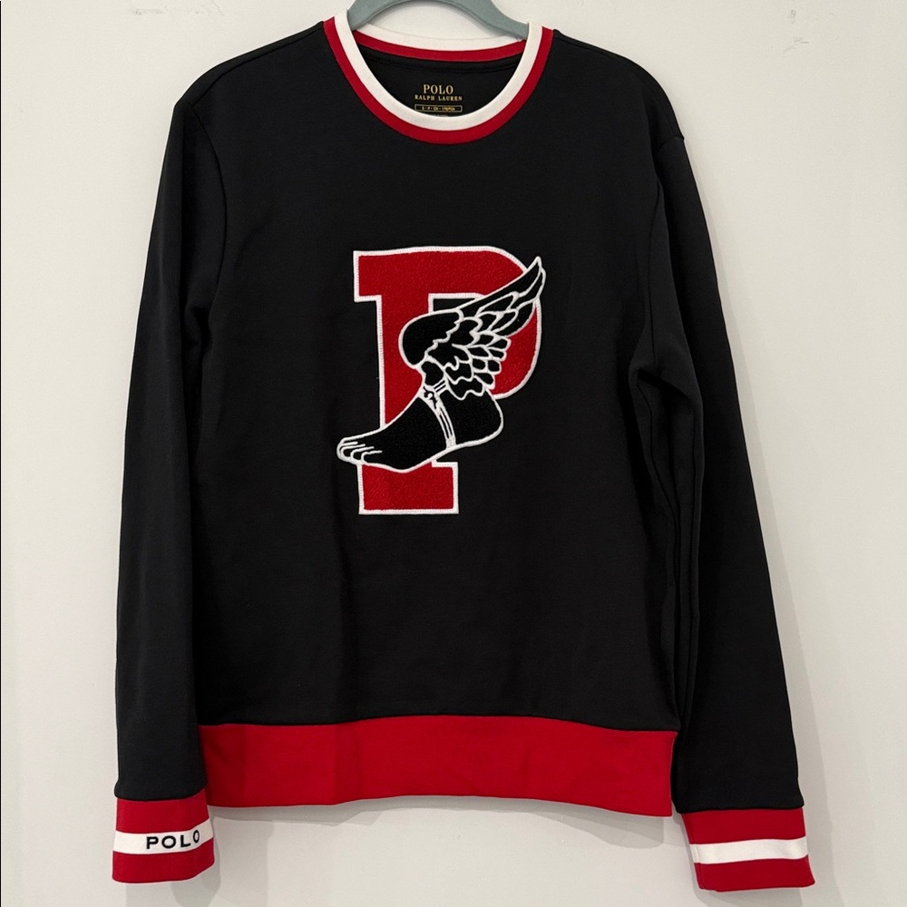 Polo by Ralph Lauren Black and Red Crewneck with Patch Logo Never Used